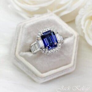 NEW LUXURY BLUE DIAMOND S925 STERLING SILVER ENGAGEMENT RING